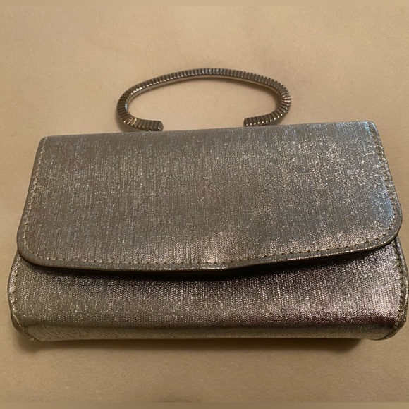 Handbags - Shimmering Silver evening bag with Textured Metallic Sheen